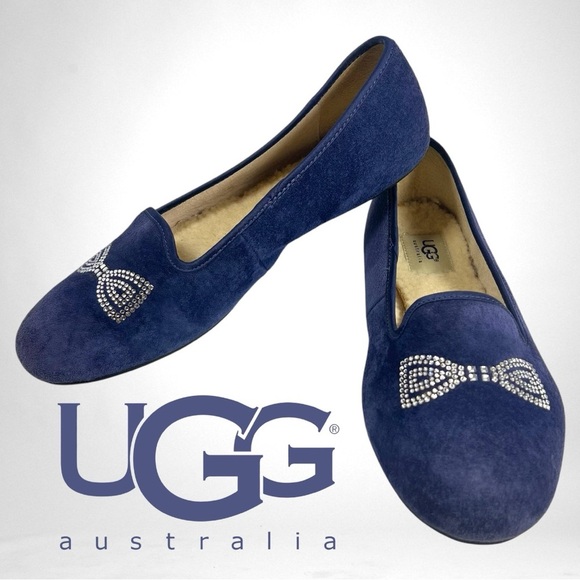 Ugg Alloway Crystal Bow Ballet Flats Sz 9.5 - Picture 1 of 9